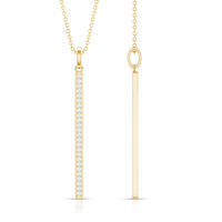Round cut diamond bar necklace for women, pendant jewelry by Rosec Jewels featuring a sleek, elegant design.