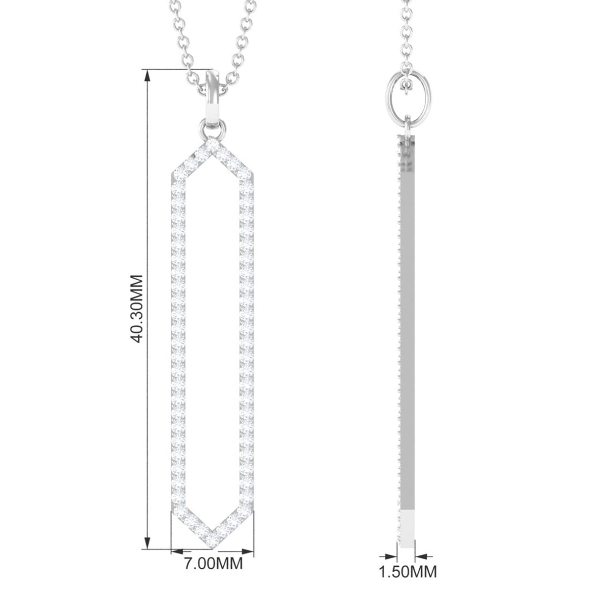 Certified diamond geometric pendant necklace for women by Rosec Jewels, featuring a sparkling diamond design.