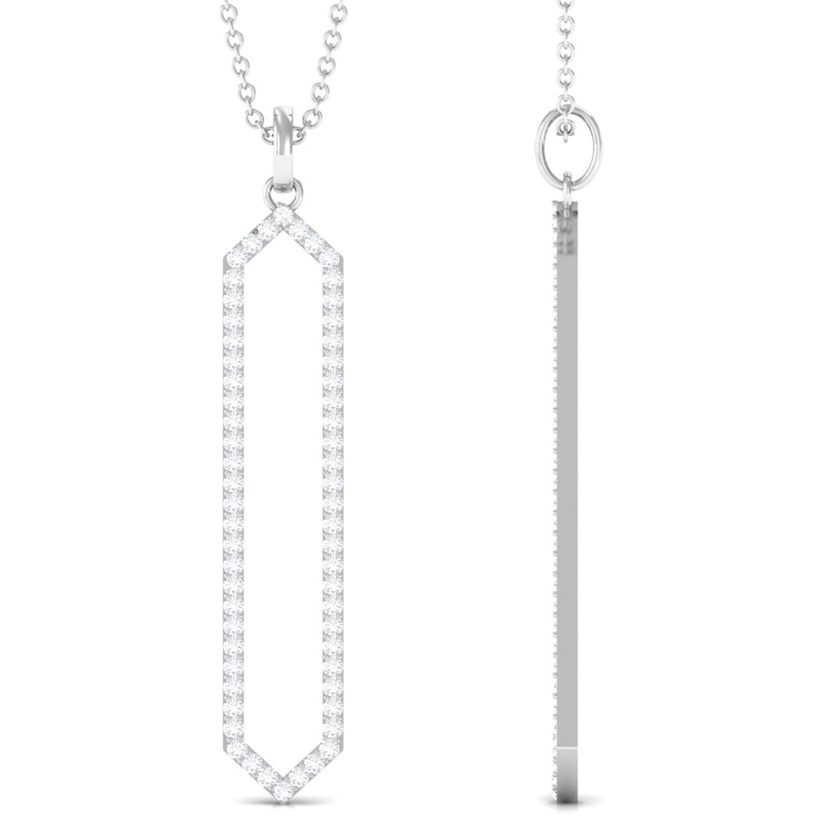 Certified diamond geometric pendant necklace for women by Rosec Jewels featuring sparkling diamond accents and modern design.