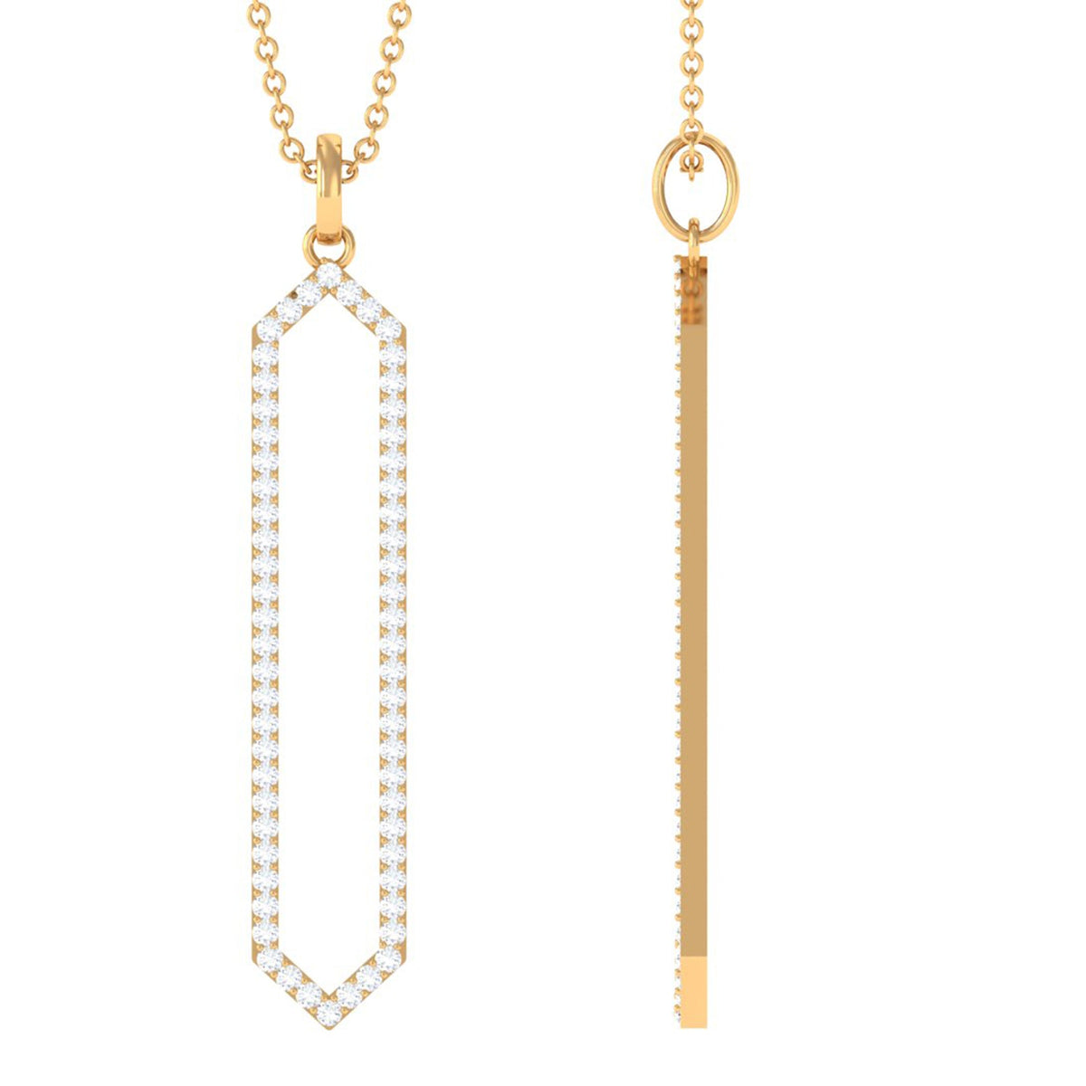 Diamond geometric pendant necklace for women by Rosec Jewels featuring a certified diamond design.