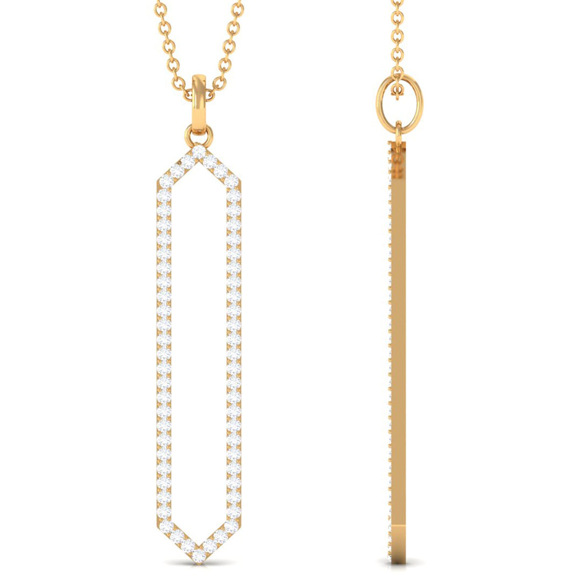 Certified diamond geometric pendant necklace for women by Rosec Jewels, featuring a sparkling diamond pendant design.