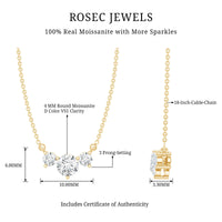 Certified Moissanite three-stone stackable pendant necklace by Rosec Jewels featuring sparkling gemstones on a delicate chain.