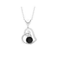 3/4 CT Black Onyx and Diamond Heart Drop Pendant
