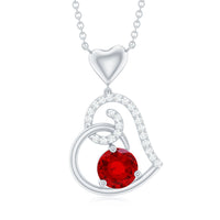 Certified Lab Created Ruby and Diamond Heart Necklace