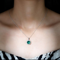 Rosec Jewels 3.5 carat round cut lab-created emerald and diamond bridal pendant necklace, elegant jewelry for special occasions