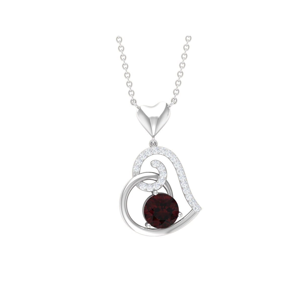 1.25 CT Garnet and Diamond Heart Drop Pendant