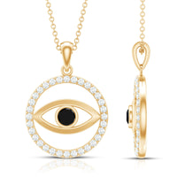 Lab-created black diamond evil eye pendant with moissanite, featuring a protective eye design from Rosec Jewels.