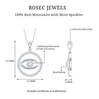Certified Moissanite Evil Eye Pendant with Eternity from Rosec Jewels, featuring sparkling moissanite stones in a protective evil eye design.