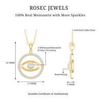 Certified Moissanite Evil Eye Pendant with Eternity chain from Rosec Jewels featuring sparkling moissanite stones and intricate design.