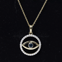 Blue Sapphire and Diamond Evil Eye Eternity Necklace