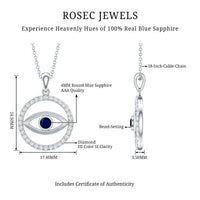 Blue Sapphire and Diamond Evil Eye Eternity Necklace