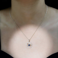 Blue Sapphire and Diamond Evil Eye Eternity Necklace