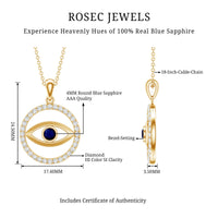 Blue Sapphire and Diamond Evil Eye Eternity Necklace