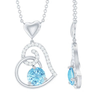 1.25 CT Aquamarine and Diamond Heart Drop Pendant