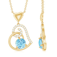 1.25 CT Aquamarine and Diamond Heart Drop Pendant