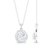 Certified 2 CT Moissanite swirl pendant necklace from Rosec Jewels, featuring a sparkling gemstone and elegant design.