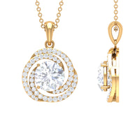 Certified 2 CT Moissanite swirl pendant necklace by Rosec Jewels featuring a sparkling gemstone design.