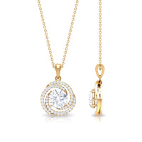 Certified 2 CT Moissanite swirl pendant necklace by Rosec Jewels featuring sparkling gemstone and elegant design.
