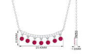 Bezel Set Ruby and Diamond Curved Bar Necklace