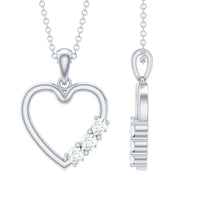 Simple moissanite open heart pendant necklace by Rosec Jewels, featuring a sparkling heart-shaped pendant on a delicate chain.