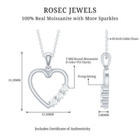 Simple moissanite open heart pendant necklace by Rosec Jewels featuring a sparkling heart-shaped gemstone on a delicate chain.