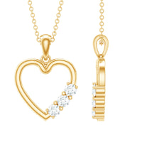 Simple Moissanite open heart pendant necklace by Rosec Jewels featuring a sparkling heart-shaped design and a delicate chain.
