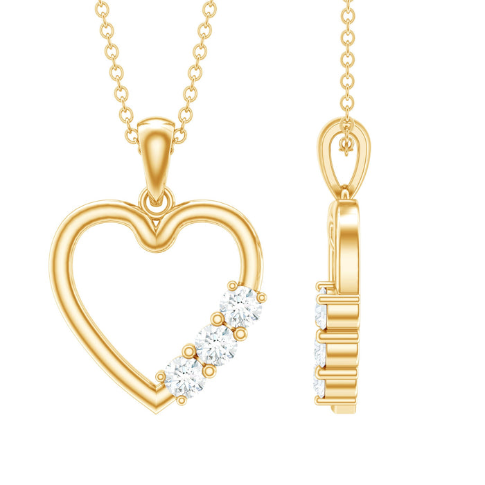 Simple Moissanite open heart pendant necklace by Rosec Jewels featuring a sparkling heart-shaped design and a delicate chain.