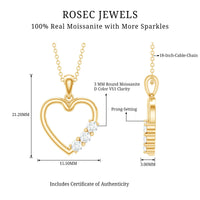 Simple moissanite open heart pendant necklace by Rosec Jewels featuring a sparkling heart-shaped pendant on a delicate chain.