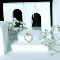 Simple moissanite open heart pendant necklace from Rosec Jewels featuring a sparkling heart-shaped design on a delicate chain.