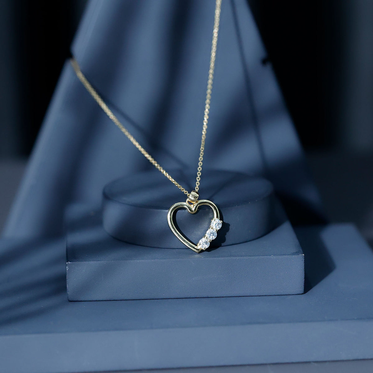 Simple moissanite open heart pendant necklace by Rosec Jewels featuring a sparkling heart-shaped gemstone on a delicate chain.