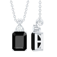 Natural 1.8 Carat Black Onyx Emerald Cut Necklace With Chain