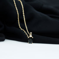 Natural 1.8 Carat Black Onyx Emerald Cut Necklace With Chain