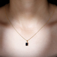 Natural 1.8 Carat Black Onyx Emerald Cut Necklace With Chain