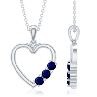 Natural Blue Sapphire Heart Pendant Necklace for Women