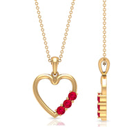 Natural Ruby Open Heart Pendant Necklace for Women