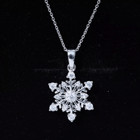 Certified Classic Moissanite Snowflake Pendant Necklace With Chain