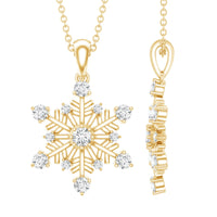 Certified Classic Moissanite Snowflake Pendant Necklace With Chain