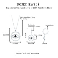 Black Onyx Evil Eye Necklace and Earrings Set with Certificate