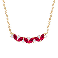 Marquise Cut Ruby and Diamond Stackable Necklace