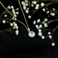 Real Ethiopian Opal Necklace With Moissanite Halo