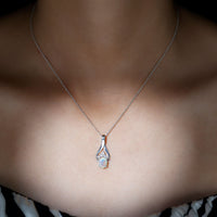 1.2 Carat Oval Ethiopian Opal Teardrop Pendant in Silver