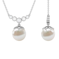 Round Freshwater Pearl Designer Necklace with Bezel Set Diamond