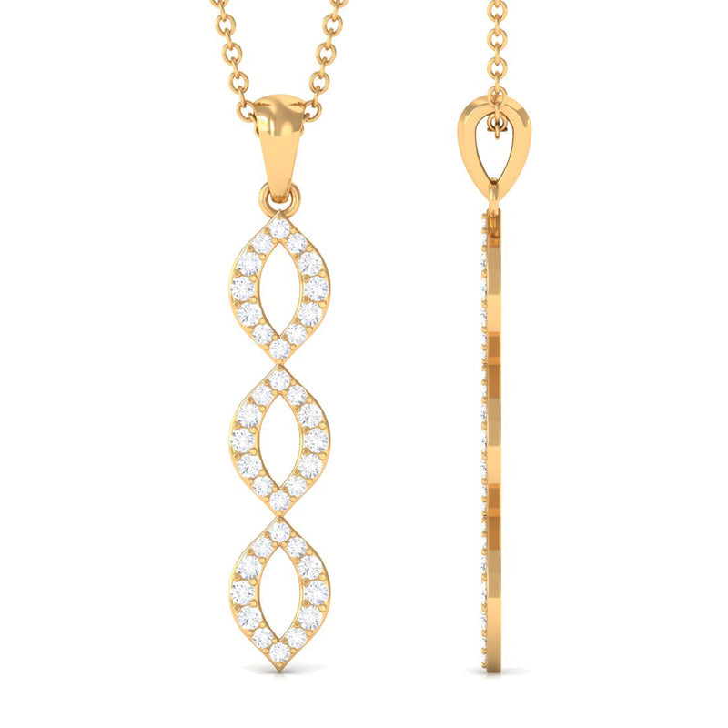 Round moissanite infinity dangle pendant from Rosec Jewels featuring a sparkling circular design with elegant metal setting.
