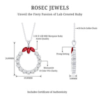 Lab Created Ruby and Moissanite Eternity Pendant Necklace