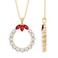 Lab Created Ruby and Moissanite Eternity Pendant Necklace