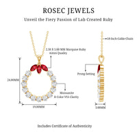 Lab Created Ruby and Moissanite Eternity Pendant Necklace