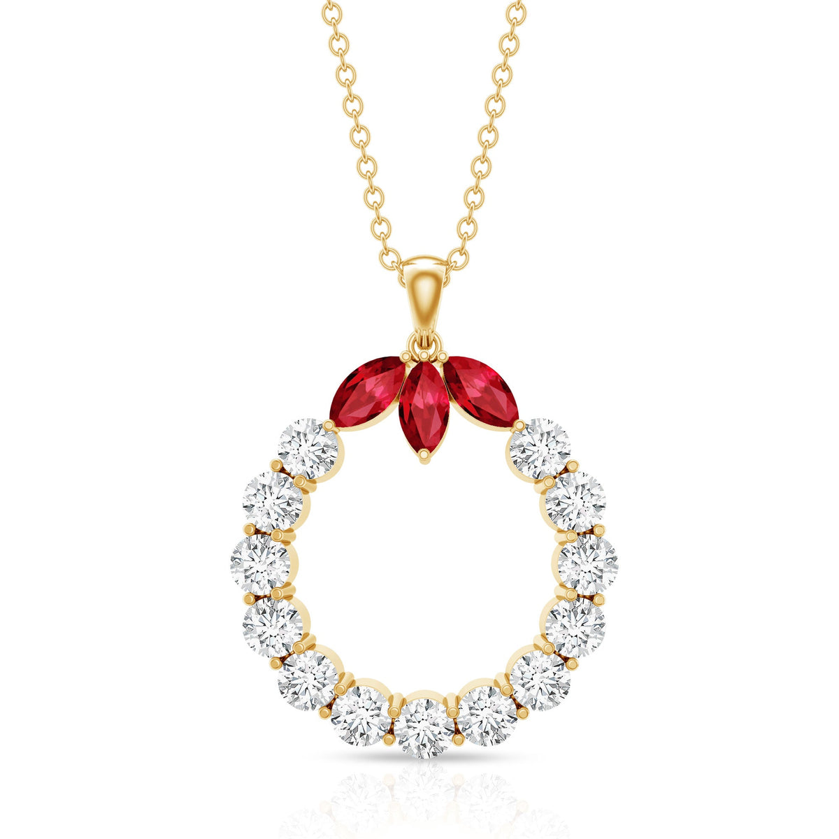 Lab Created Ruby and Moissanite Eternity Pendant Necklace