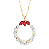 Lab Created Ruby and Moissanite Eternity Pendant Necklace