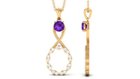 Natural Amethyst Diamond Infinity Pendant Necklace