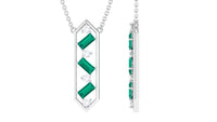 Real Emerald Geometric Dangle Necklace with Diamond